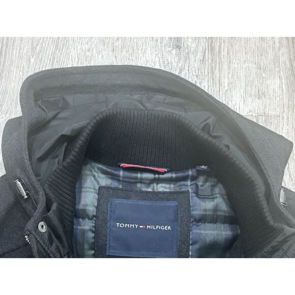 Tommy Hilfiger Overcoat Jacket Men's Size Small Full Zip Pockets Wool Blend Gray - Picture 10 of 13